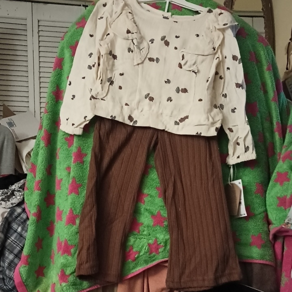 Cozy Cream and Brown Matching Set with Playful Patterns